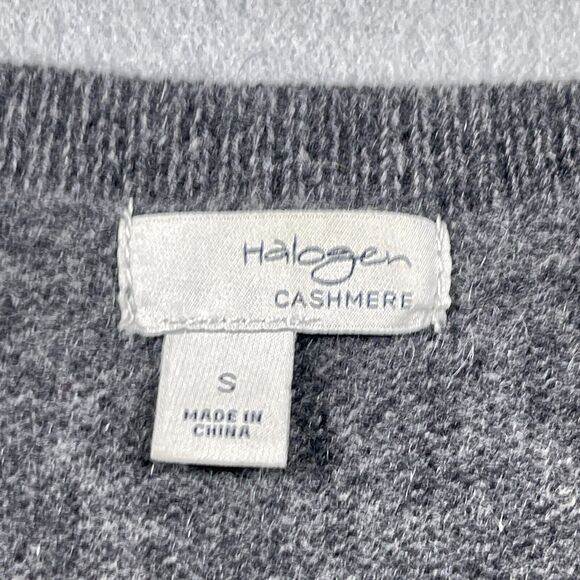 Halogen 100% Cashmere Sweater Women’s Small‎ V-Neck Heathered Gray - Picture 3 of 11